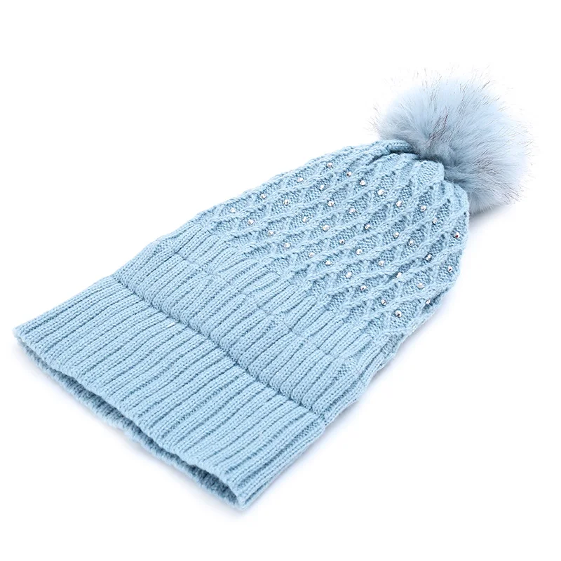 Women's New Winter Hat Cotton Knit Fashion Winter Warm Adjustable Hood Soft Pompom Unisex Hat Solid Color Knit Hat