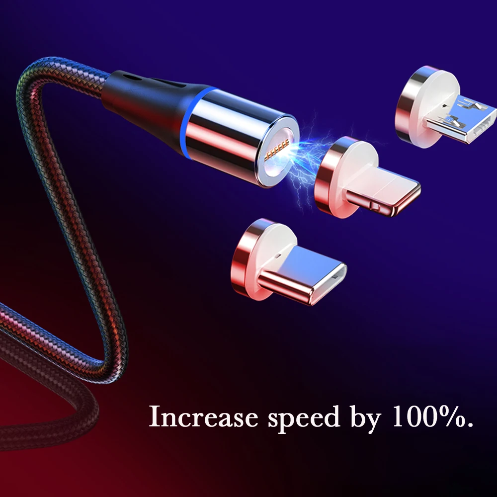 2 м Магнитный Micro USB кабель USB C 3A адаптер быстрой зарядки для iPhone 8 samsung XiaoMi зарядное устройство магнит Быстрая зарядка type C шнур