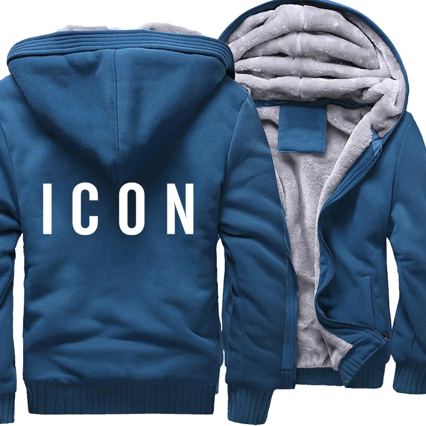 Hot Sale Fashion Brand Icon Letter Print Male Hoodies Winter Thicken Coats Jackets Casual Hip Hop Men Sportswear Zipper Clothing