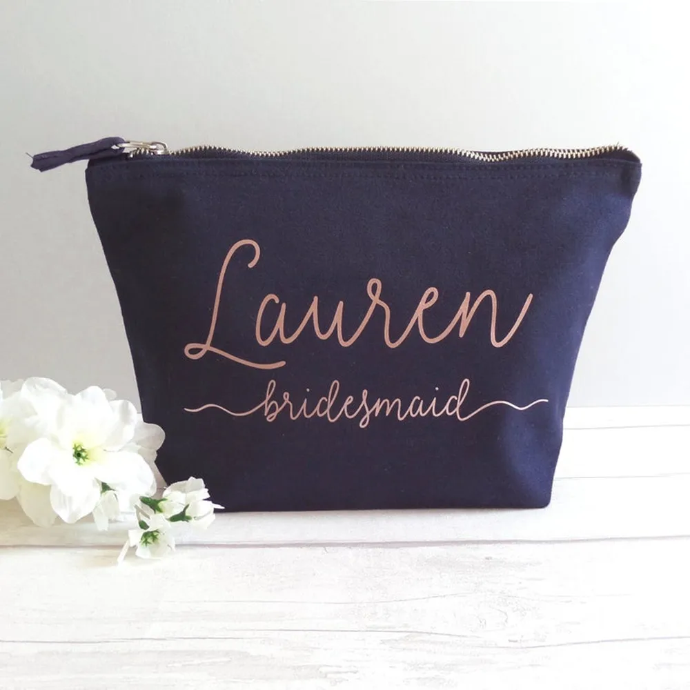 

Personalized Custom Names Makeup Bag Case Canvas Bridesmaid Gifts Wedding Bridal Gift Toiletry Bags Maid of Honour Squad Bag
