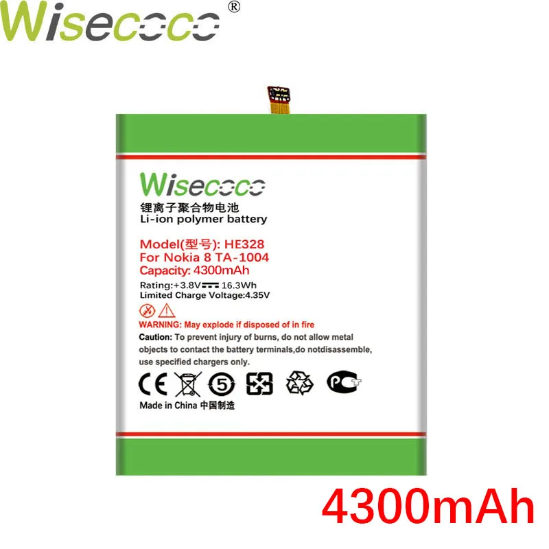 Wisecoco HE328 4300mAh батарея для Nokia 8 TA 1004 N8 H 328 Замена батареи телефона + номер