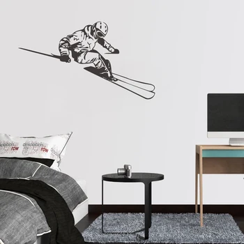

Ski wall stickers home decoration detachable vinyl children birthday gift art wall decal skier living room decal S9