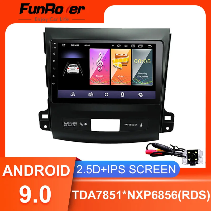 Funrover Android 9 0 автомобильный dvd мультимедиа для Mitsubishi Outlander 2006 2014 peugeot 4007 Citroen радио gps