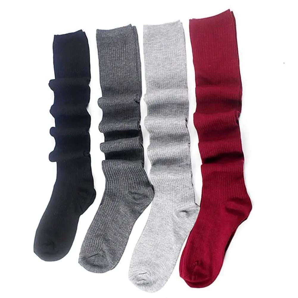 

OverThe Knee Knitted Socks Spring Autumn Winter Warm Girl Socks High WomenKnit Long Thigh Stockings color solid loose Soft I0S4