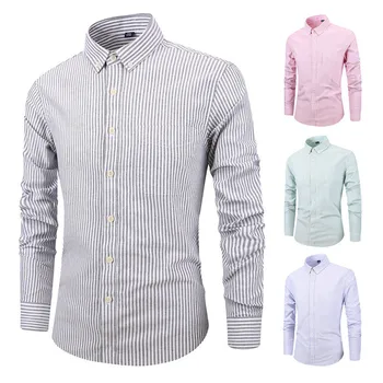 

2020 Men Fashion Casual Long Sleeved Printed shirt Slim Fit Male Social Business Dress Shirt Brand Men Clothing Soft Comfortable