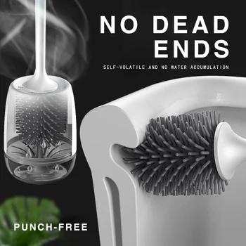 

Silicone Toilet Brush Rubber Wall-mounted Durable Any Corner Lightweight Tools For Toilet Clean Bathroom Accessories