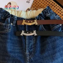 New Genuine Leather Women's Belt Luxury Designer Ladies Jeans Belt Fashion Solid High Quality  Alloy Buckle Cowhide Pants Belt