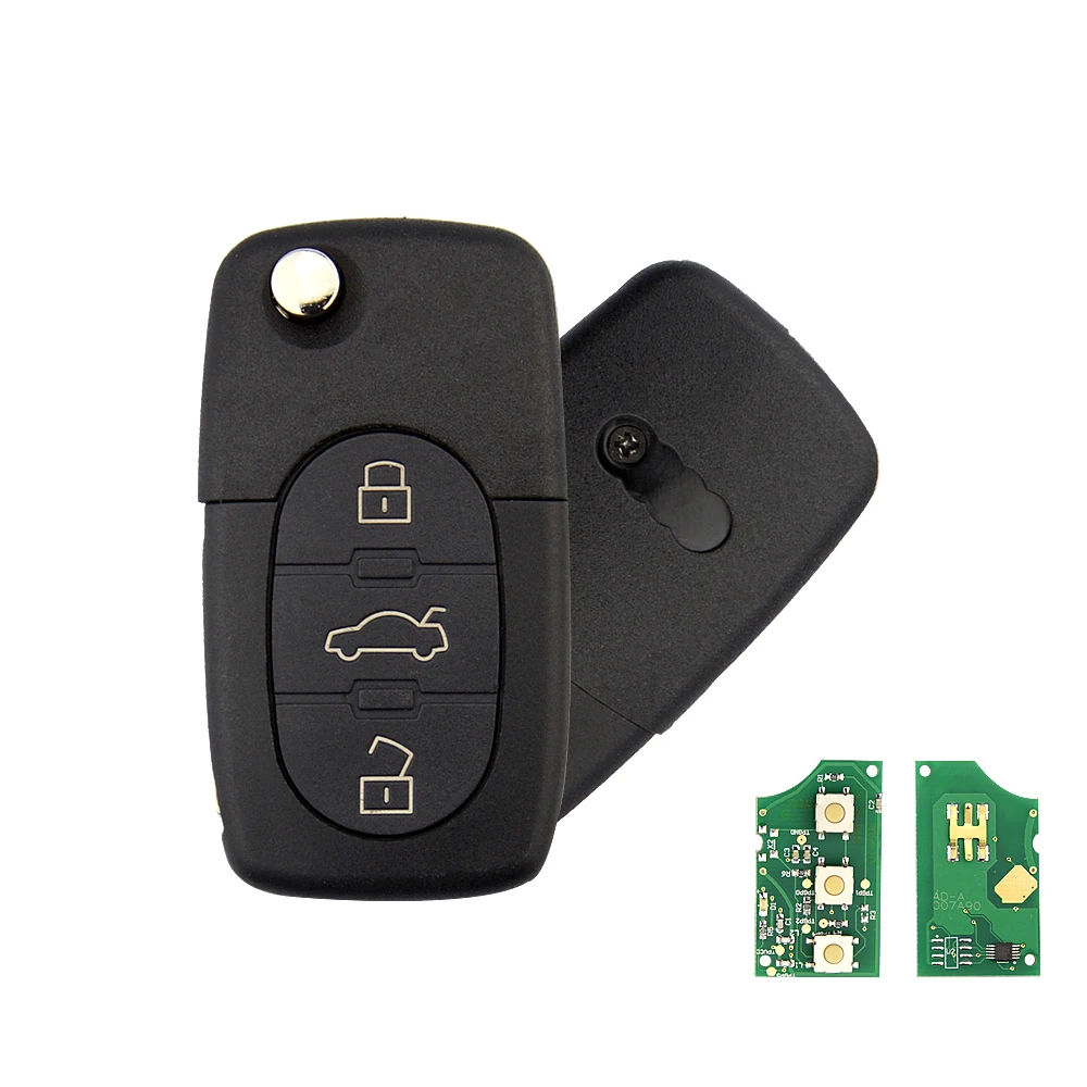 OKEYTECH REMOTE CONTROL FOR AUDI CAR KEY FOR AUDI TT A4 A6 A8 QUATTRO RS4 1995-2004 2 3 4 BUTTONS 433MHZ ID48 CHIP UNCUT BLADE