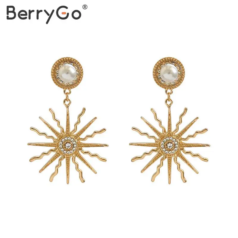 BerryGo трендовые необычные серьги в форме подсолнечника женские шикарные изысканные желеобразные Женские аксессуары модные жемчужные Металлические уличные серьги