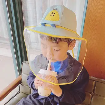 

Kids Dustproof Anti Spitting Protective Mask Visor Hat Face Shield Fisherman Cap