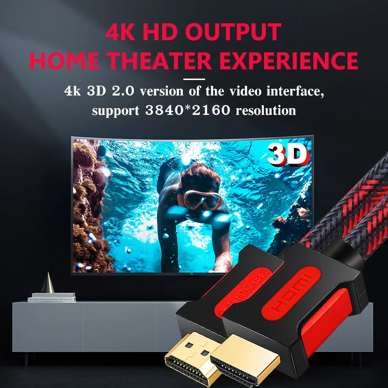 Shuliancable HDMI кабель 2,0 4K HDMI к HDMI для HD tv xbox PS3/4 компьютерный ЖК-кабель для ноутбука 4 K/60Hz hdmi 1 м 2 м 3 м 5 м 10 м 15 м 20 м