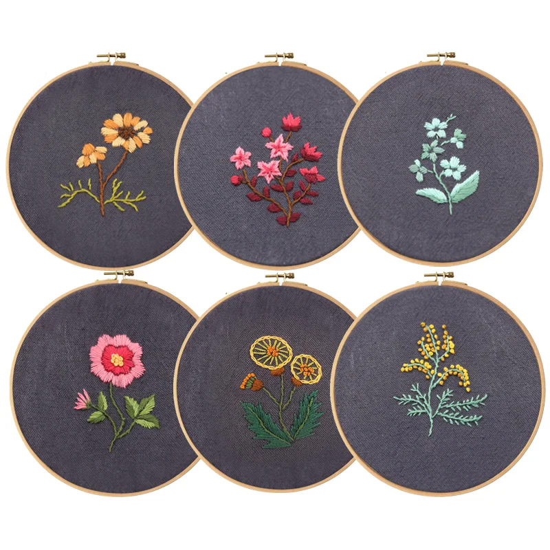 DIY Embroidery Kits Flower Pattern Cross Stitch Needlework W/ Hoop For Beginner