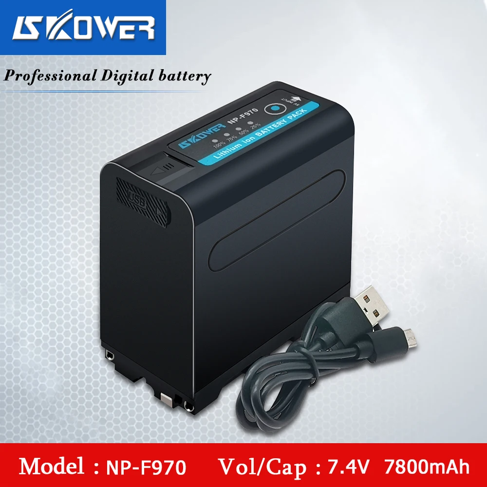 

SKOWER NP F970 NP-F970 Battery For Sony F930 F950 F770 F570 CCD-RV100 and Led Video Light (7800mah Battery With Micro USB input)