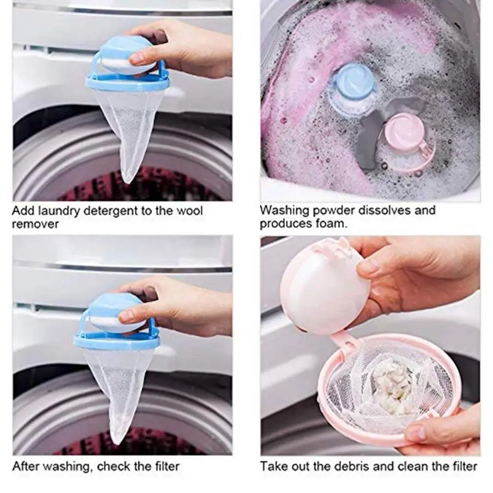 Pet Hair Remover For Washing Machine, Reusable Hair Filter Net Bag Washer Hair Catcher Float Pet Skin Collector