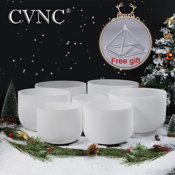 

CVNC 7-12"/7"-13"/7“-14” /8-12” any one set of 7PCS Chakra Frosted Quartz Crystal Singing Bowls Free Shipping Cost