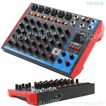 

Pro Computer Laptop Live Recording USB Audio Card Mixer 8 Microphone Channel Mixing Console 48V Phantom Switch Each Channel