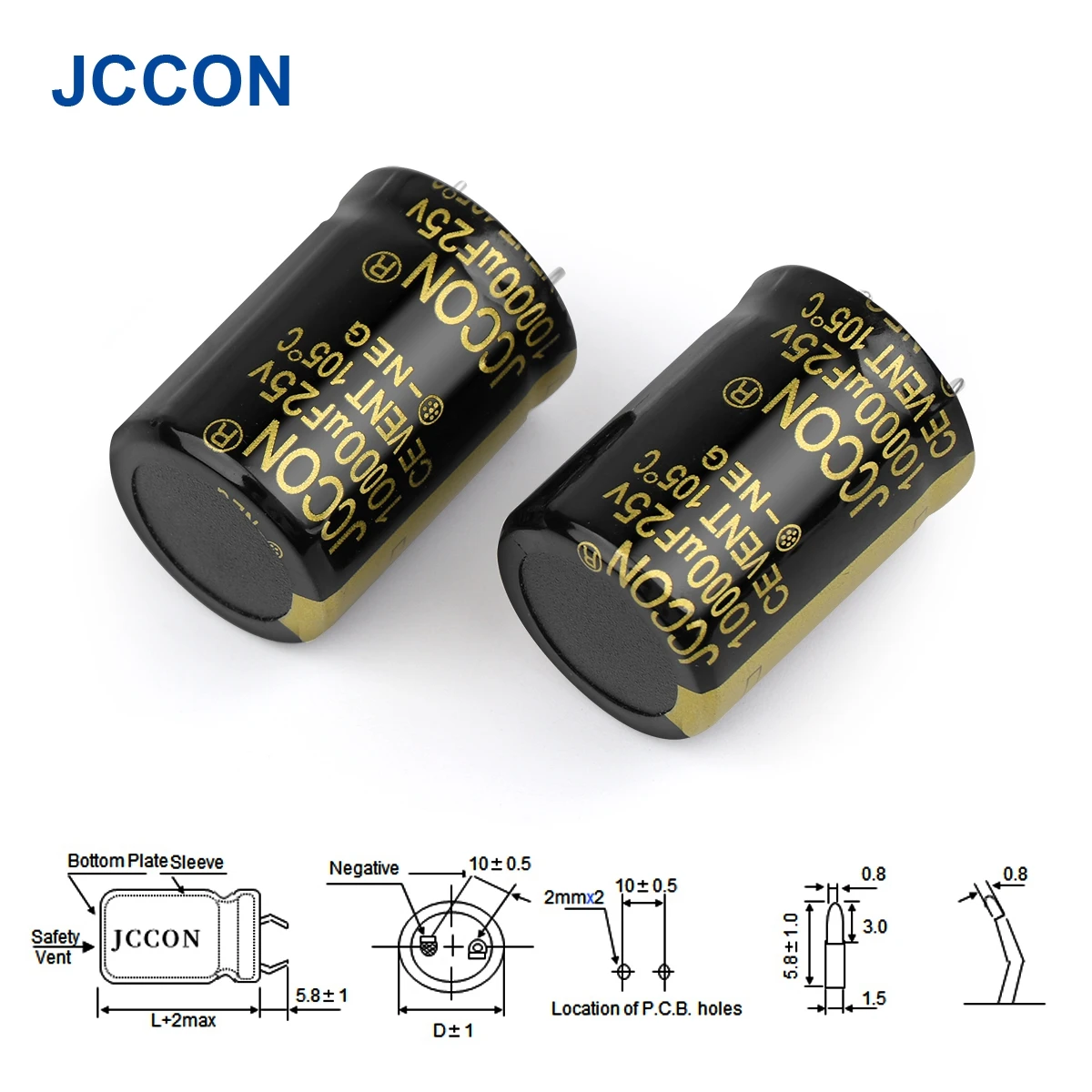 2Pcs JCCON Audio Electrolytic Capacitor 50V10000UF For Hifi Amplifier Low ESR