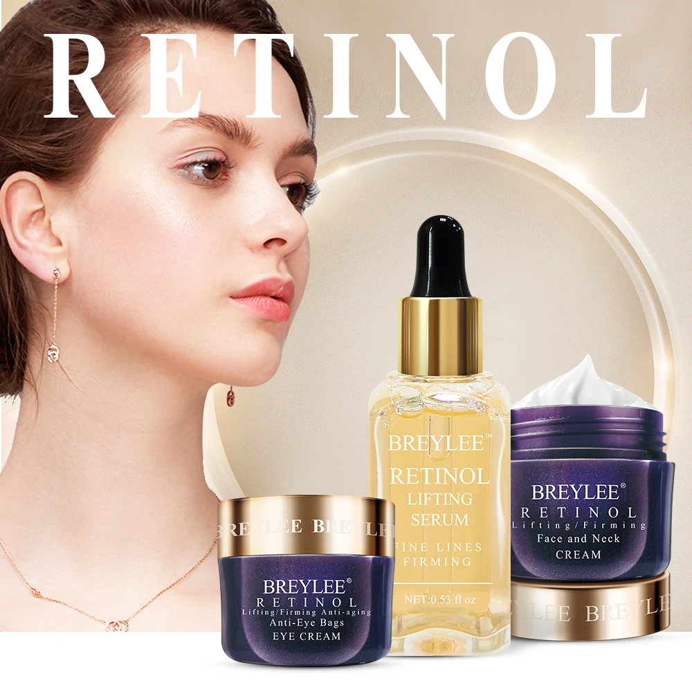 

Breylee Retinol Skin Care Set Anti Aging Firming Facial Serum Face Cream Eye Cream Remove Fine Line Wrinkle Tighten Moisturizing