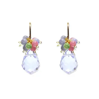 

Lii Ji Natural Tanzanite Tournaline and Light Crystal Drop Earrings 925 Sterling Silver Handmade Delicate Jewelry For Women Gift