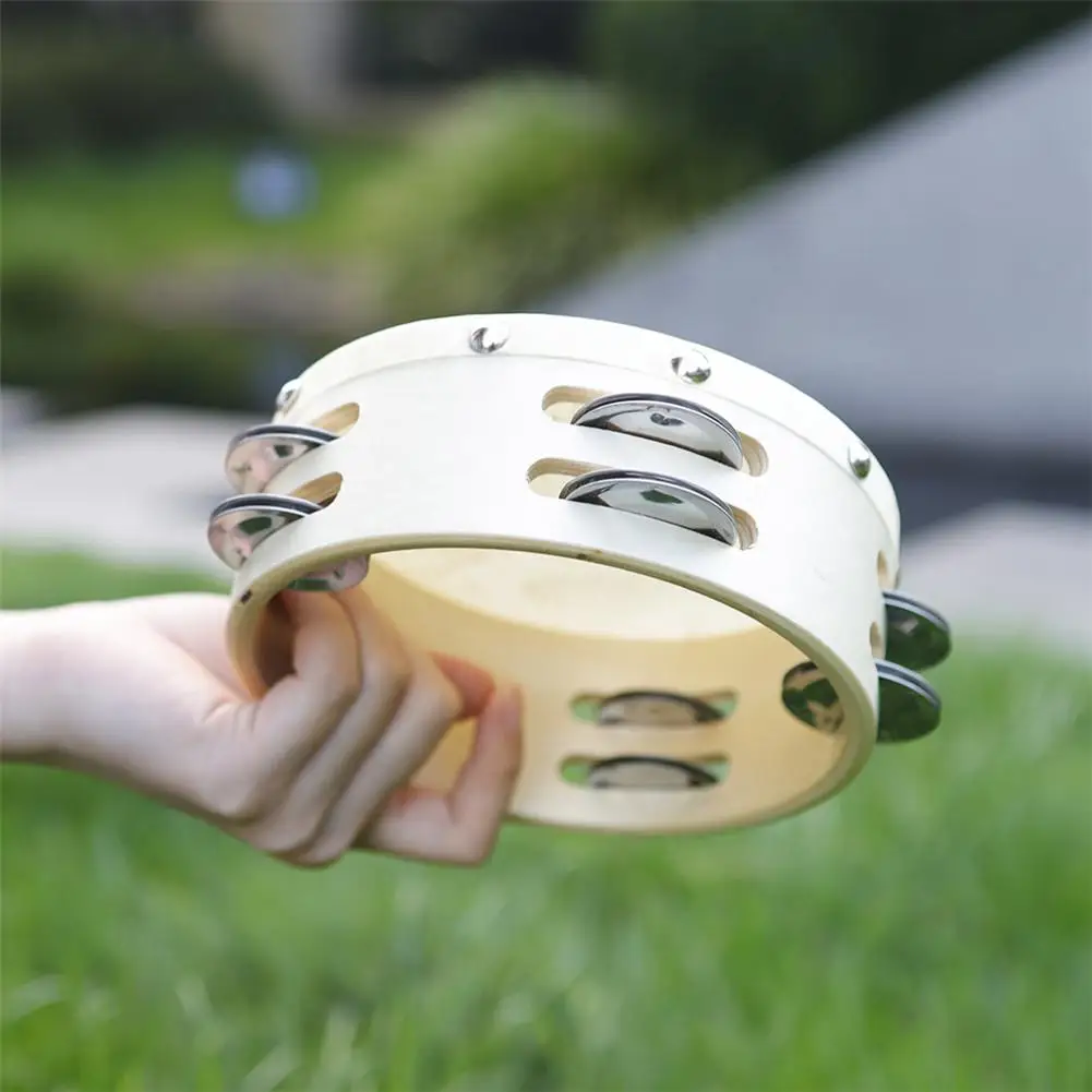 

6 Inch Double Tambourine Round Timbrel Hand Drum Children Puzzle Musical Instrument Toy Percussion Instrument