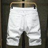 New Summer White black Men Ripped Hole Denim Shorts Slim Casual Knee Length Short Straight Hole Jeans Shorts Bermuda for men ► Photo 3/6