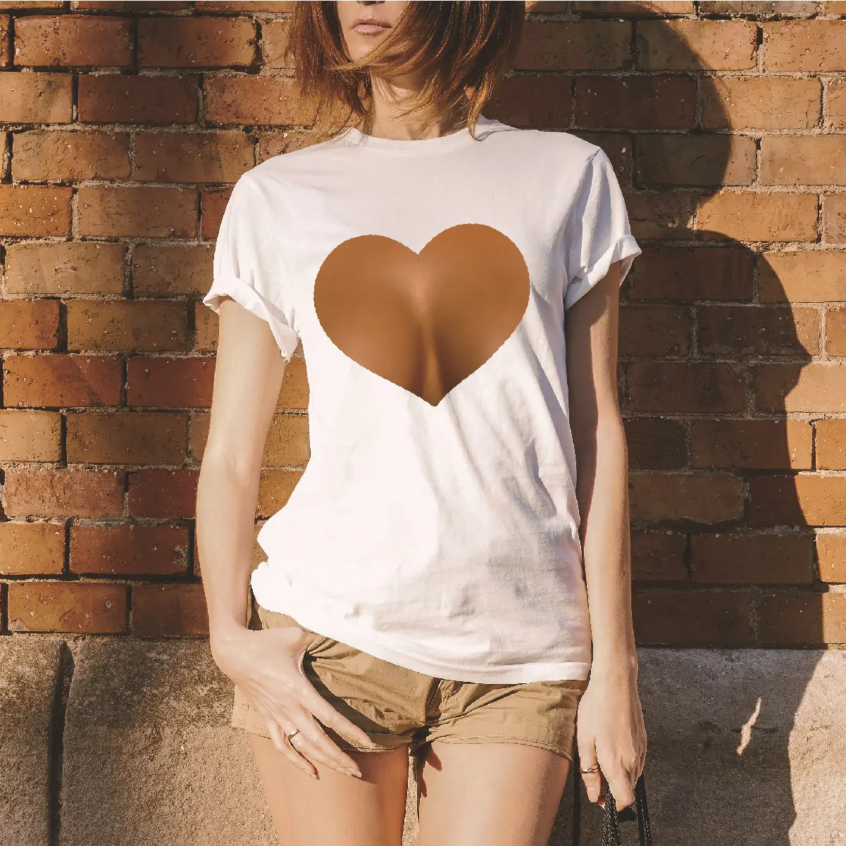 Новинка Лето Tumblr модная футболка с принтом груди женские хлопковые топы с круглым вырезом и коротким рукавом для женщин Сексуальная футболка - Цвет: F