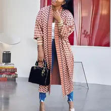 Новое поступление зима мода Droppshiping осень для женщин геометрический принт с длинными рукавами Повседневное пальто Верхняя одежда Куртка Кардиган d88
