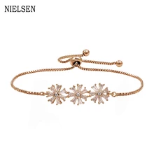 Модные циркониевые браслеты с подсолнухами для женщин милый очаровательный слайдер браслет для студентов рождественские аксессуары Подарки