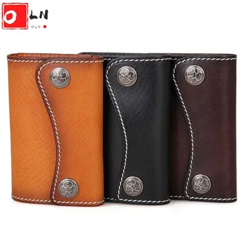 

OLN Brand Genuine Vegetable Leather Key Case with Key Holder For Keys New Vintage Key Organizer Wallet With Card Holder For Home