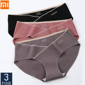 

Xiaomi Mijia Women Cotton Underwear Mulberry Silk Seamless Panties Women's Low Waist Breathable Briefs Large Size M-4XL 3pcs New