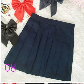 Плиссированные юбки с высокой талией в корейском консервативном стиле, женские красные трапециевидные короткие юбки, школьная форма Kawaii, клетчатая юбка в клетку, уличная одежда - Цвет: Navy Blue