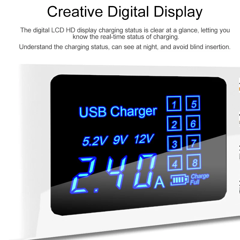 Qi Беспроводное зарядное устройство Quick Charge 3,0 Smart USB зарядное устройство светодиодный дисплей зарядная панель разъём адаптера питания полоса ЕС США Великобритания вилка