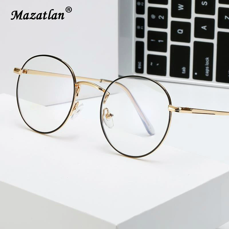 

Unisex Glasses Frame Anti-Blu-ray Ladies Men Korean Wind Round Glasses Metal Protection Eye Thin Glasses Frame Gafas