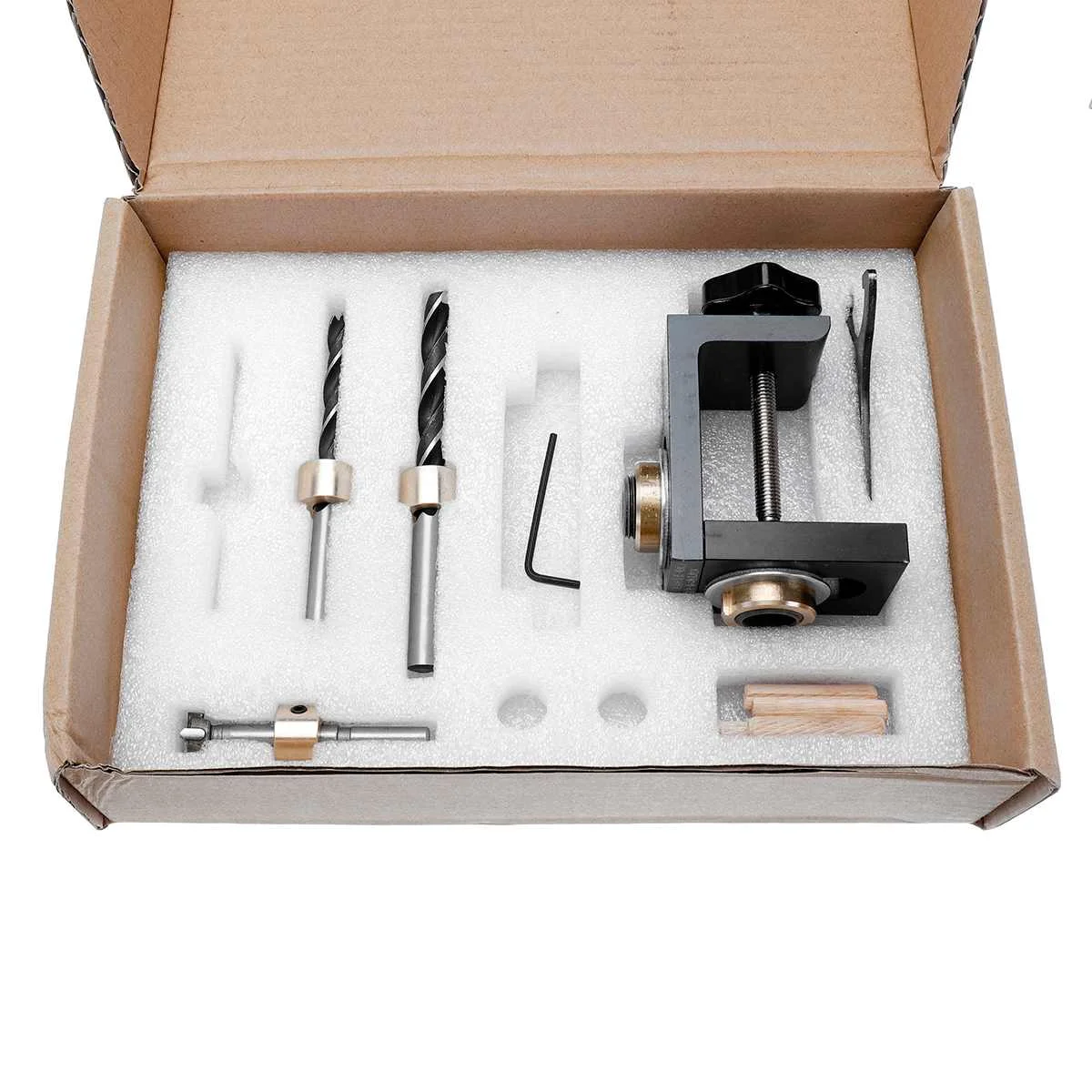 

Wood Doweling Jig Pocket Hole Drilling Locator Jig Kit With Drill bit Vertical Drill Guide Hole Puncher Tools