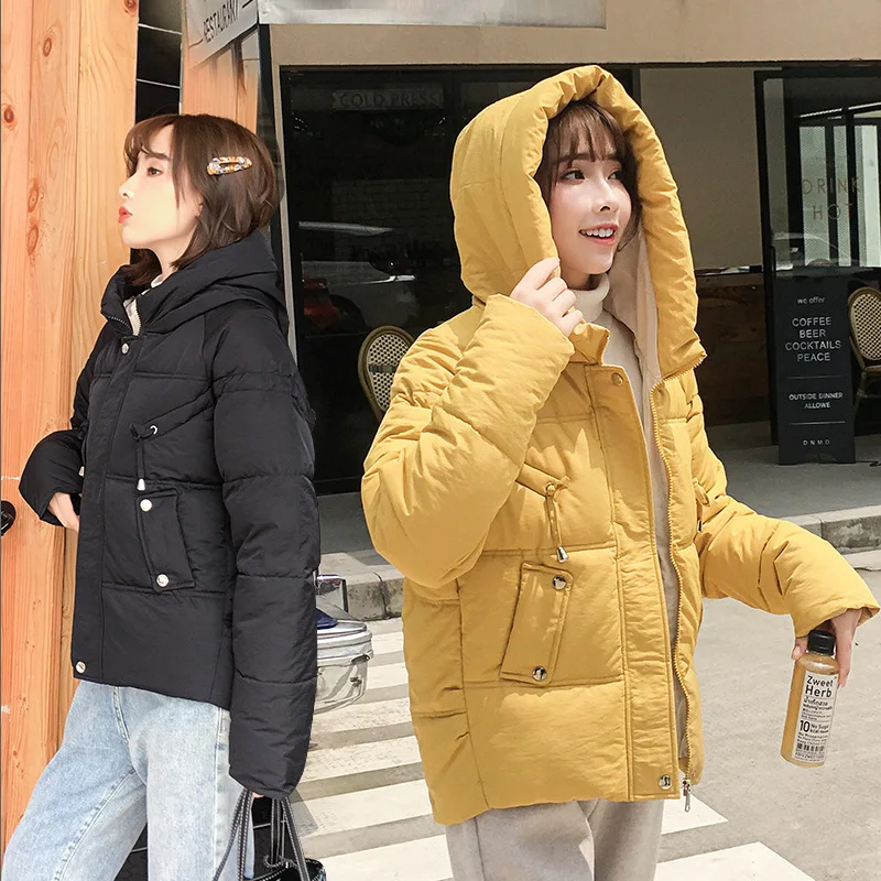 

2019 Winter New Style down Jacket Cotton-padded Clothes GIRL'S Korean-style Short down Coat Junior High School Students Loose-Fi