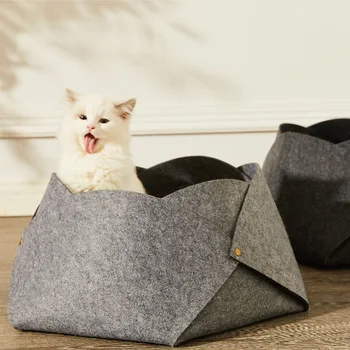 

All Season Cat Nest Felt litter Flower Cat nest Chihuahua Pomeranian Beds Foldable Mats Blankets Pet Supply