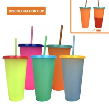

Environmental Protection PP Material Temperature-sensitive Plastic Color Changing Cup Cold Water Color Changing Straw Cup