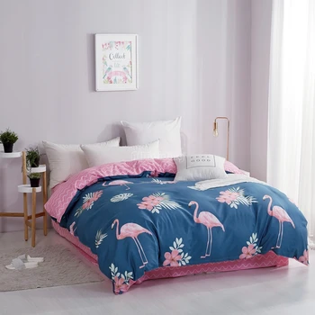 

1 Piece Blue Flamingo Printed Duvet Cover Polyester/Cotton Adult Kids Cartoon Quilt Cover Comforter Cover Cotton Bedclothes Gift