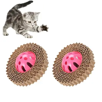 

2PCS Cat toy Cat Scratch Toy Corrugated Paper Funny Cat Scratch Board Bell Ball Palying Toy For Cat Kitten игрушки Wholesale