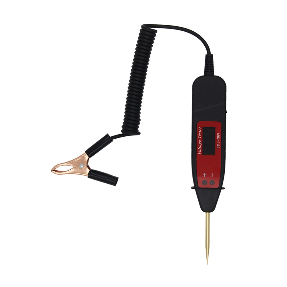 

LCD Display Electric Car Digital Voltage Test Pen Probe Detector Tester LED Light 5-36V Universal