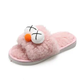 

Children's Cotton Slippers Big Eye Cartoon 2020 Cute Animal Pantuflas For Winter Indoor Non-slip Parent-child Plush Slippers