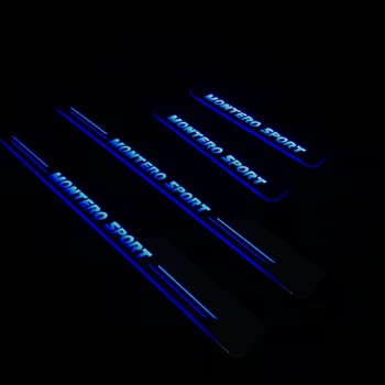 

RQXR led stainless steel overlay acrylic door scuff for Mitsubishi montero moving door sill plate lining decorative light,4pcs