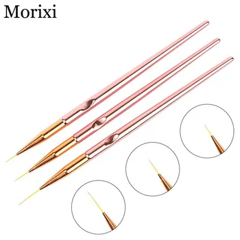 

Nail art liner drawing brush 3pcs rose gold color nail gel outline flower drawing pen for nail art tools MZ115