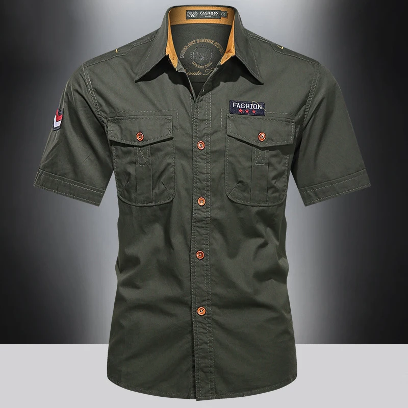 Men Casual Short Sleeve Pure Cotton Shirt 5XL A2F168 casual short sleeved shirt short sleeved shirt