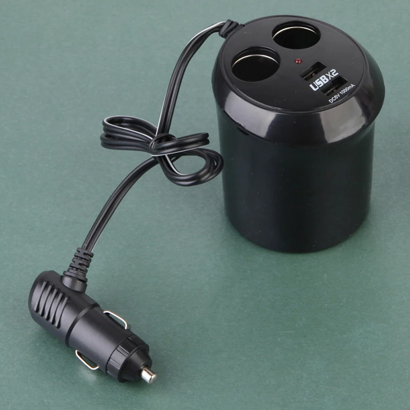 Разветвитель автомобильного прикуривателя в форме чашки 2 USB порта адаптер