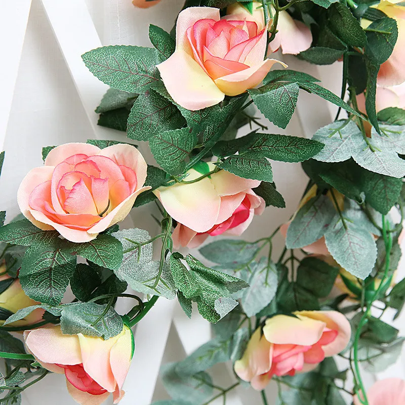 

2.5m 16 Heads Artificial Rose Flower flowers artificial silk rose flower Garland Home Office wedding party Restaurant ivy Decor