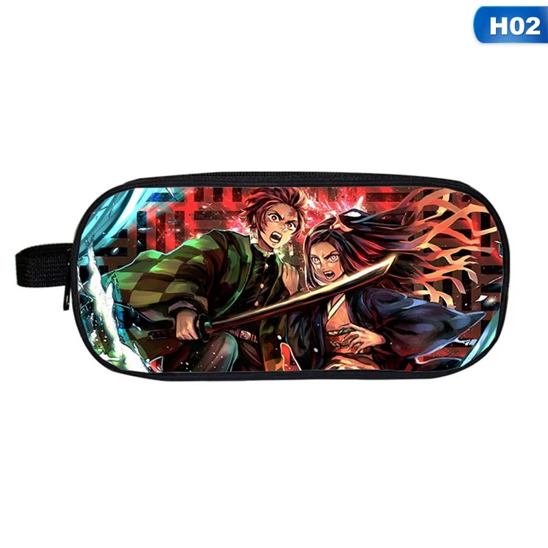 02 Аниме Demon Slayer: Kimetsu no Yaiba чехол-карандаш косметичка мультипликационная Студенческая многофункциональная откидная канцелярская сумка в подарок - Цвет: 02