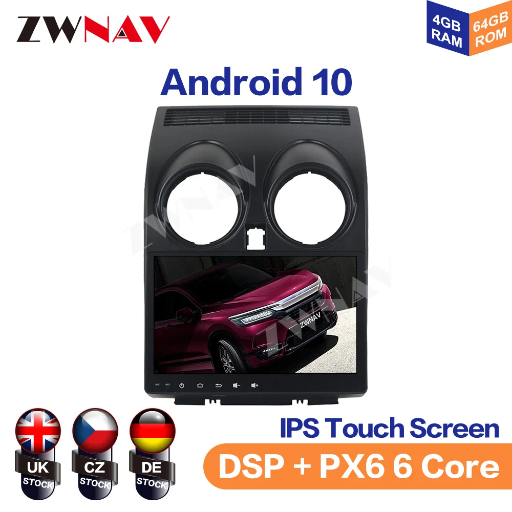 

Android 10.0 4GB 64GB PX6 Car Multimedia Radio DVD Player GPS Navigation For Nissan Qashqai 2006-2013 Car Radio Recorder Carplay