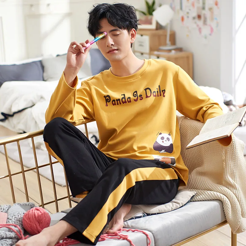 

Spring And Autumn Men's 100% Pure Cotton Long Sleeve Trousers Korean-style Men Young And Middle-aged Thin Japanese Korean Home W
