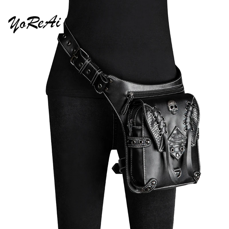 Biker-Bag Packs Moto-Bag Steampunk Shoulder-Waist-Bags Rock Gothic Women Retro Victorian